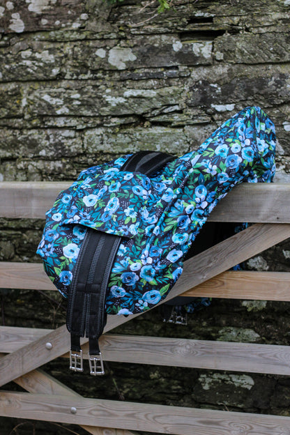 Blue Peony Saddle Cover