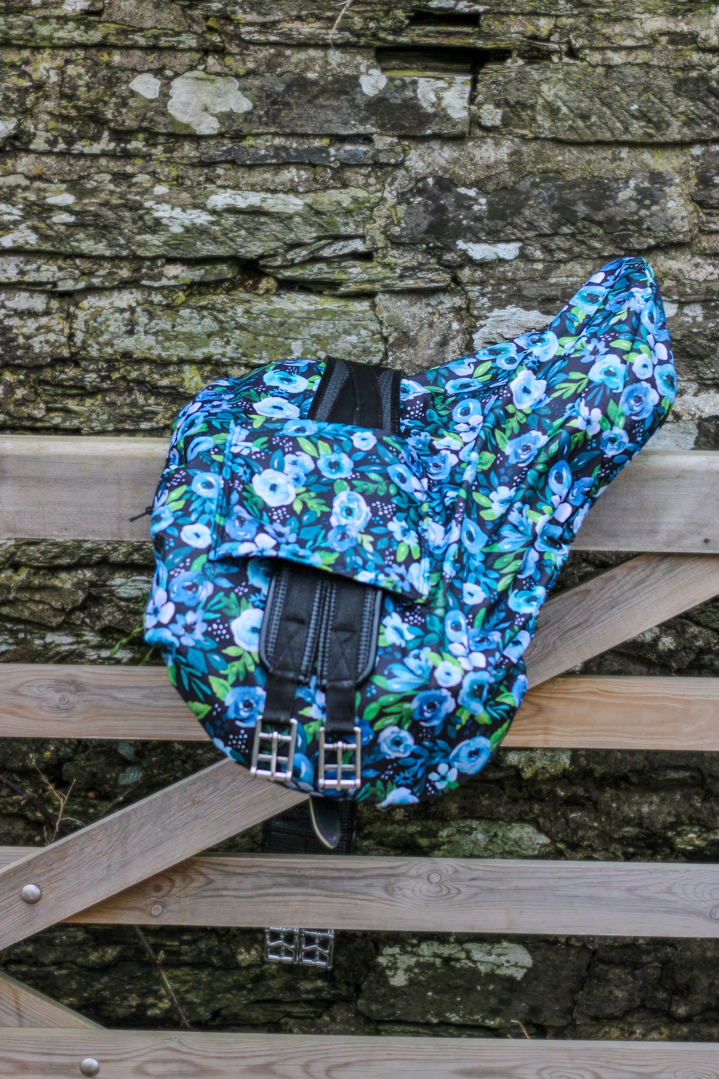 Blue Peony Saddle Cover